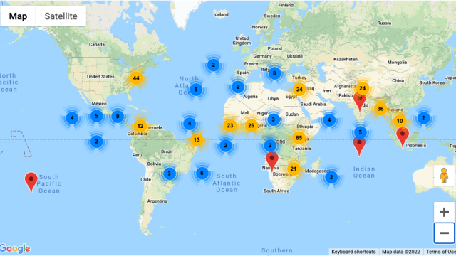 Google map shows the CLA Case Competition case studies available for viewing by country and other filter options.