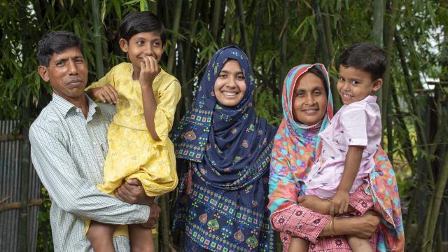 Tipping Point Bangladesh Participant Sumaiya Akter (16) and her family. 