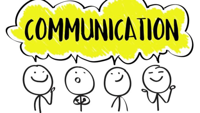 Picture credit: Education & Insights, Image of four stick figures with the same thought bubble reading, "communication."